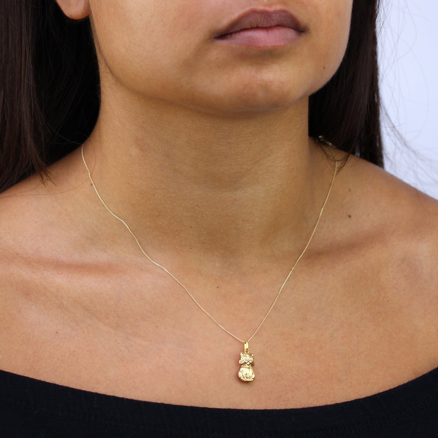 Collier chat creux en or 9 carats - Chaîne de 45 cm