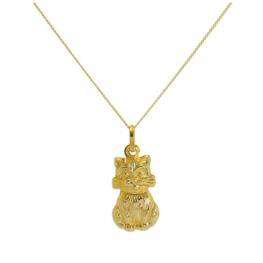 Collier chat creux en or 9 carats - Chaîne de 45 cm