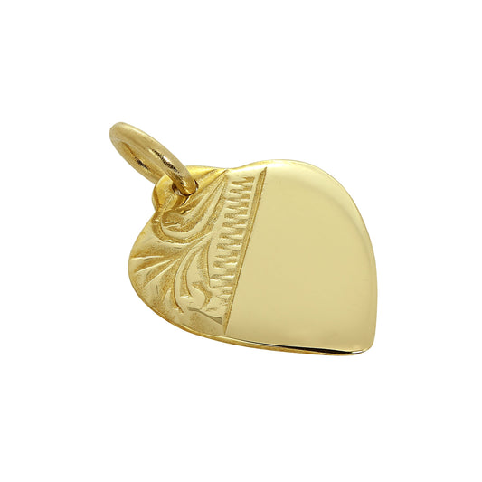 Breloque cœur gravée en or 9 carats