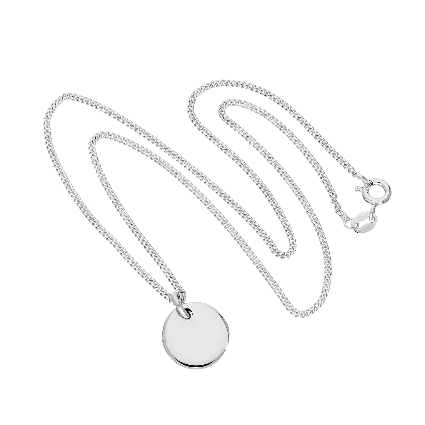 Collier pendentif rond épais en argent sterling gravable de 40 à 61 cm