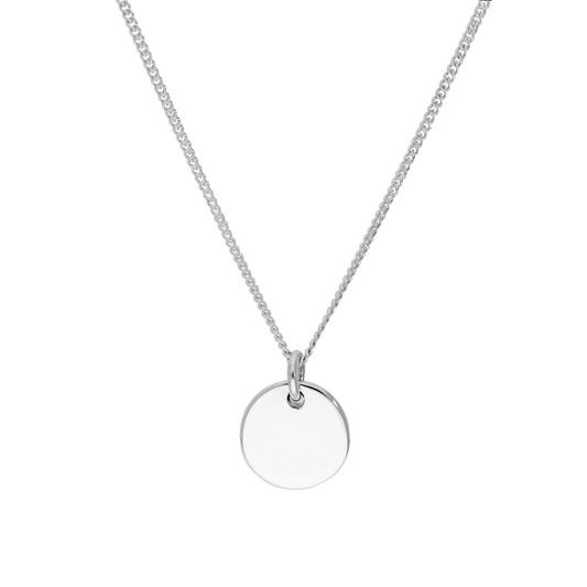 Collier pendentif rond épais en argent sterling gravable de 40 à 61 cm