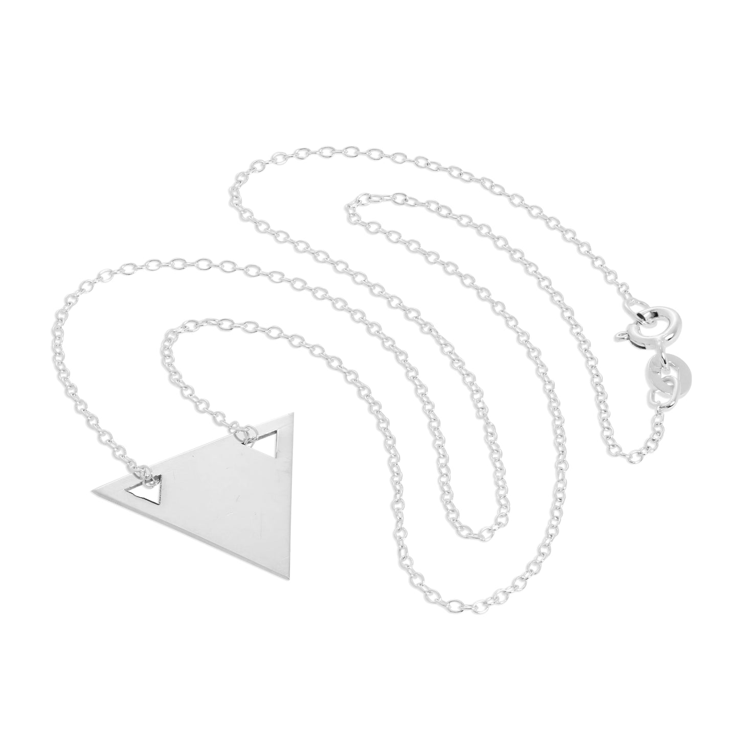 Collier pendentif triangle plat gravable en argent sterling de 35 à 55 cm