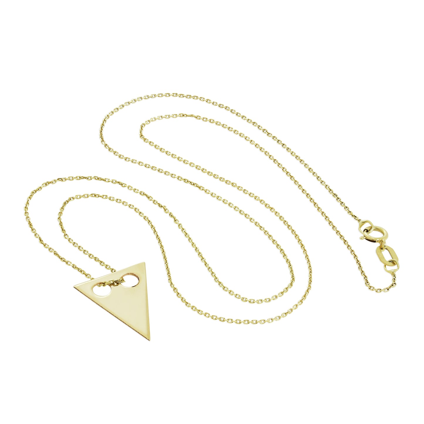 Collier pendentif triangle plat gravable en or 9 carats de 40 à 50 cm