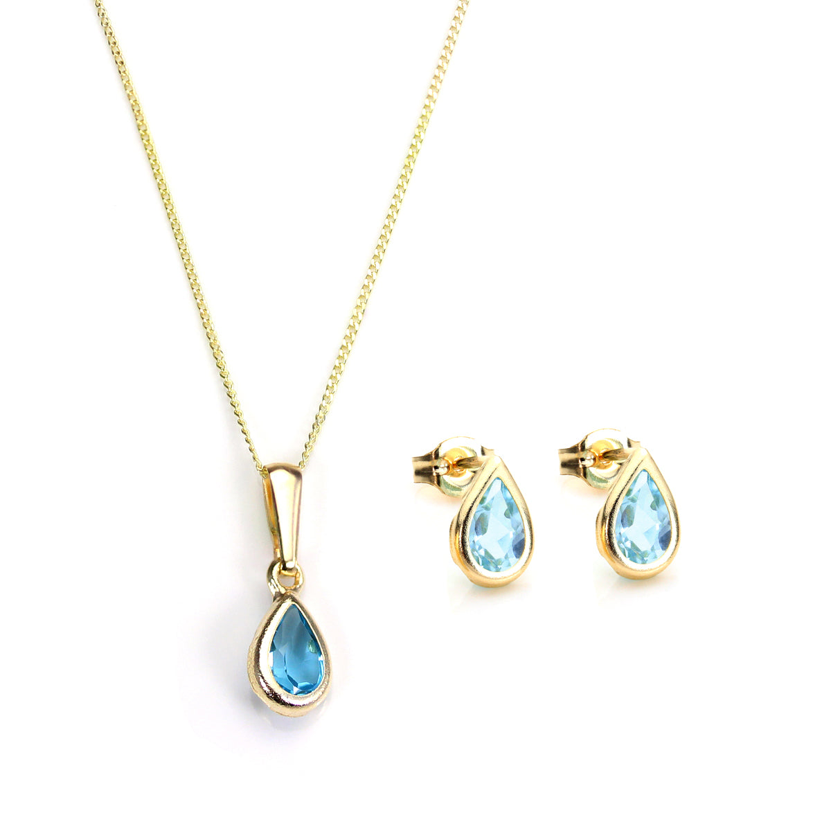 Ensemble pendentif et boucles d'oreilles à tige en or 9 carats et pierre de naissance de novembre