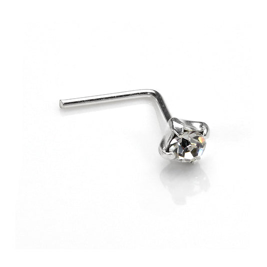 Piercing de nez en argent sterling et cristal transparent de 2 mm