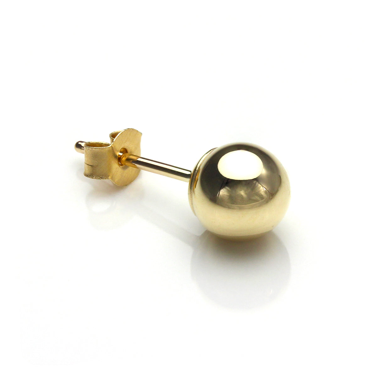 Boucle d'oreille simple pour homme en or jaune 9 carats avec boule de 5 mm