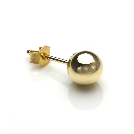 Boucle d'oreille simple pour homme en or jaune 9 carats avec boule de 5 mm