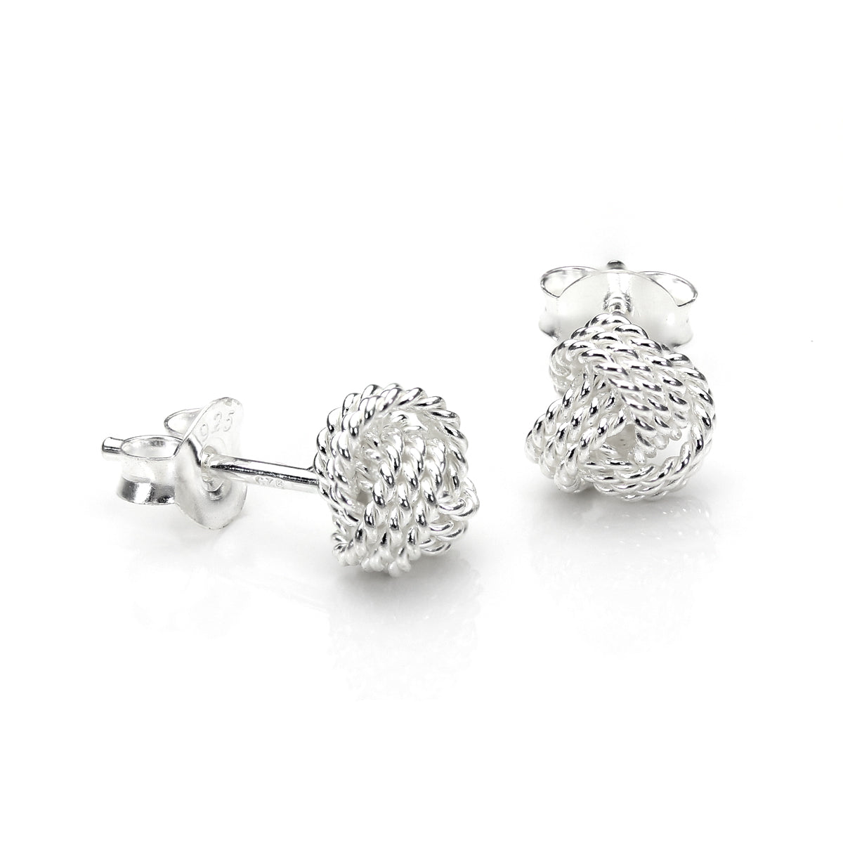 Boucles d'oreilles à tige en argent sterling avec nœud perlé