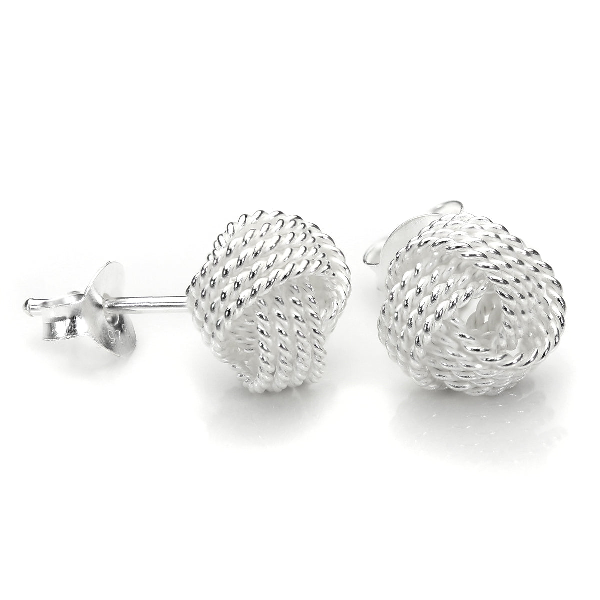 Boucles d'oreilles à tige en argent sterling avec nœud perlé