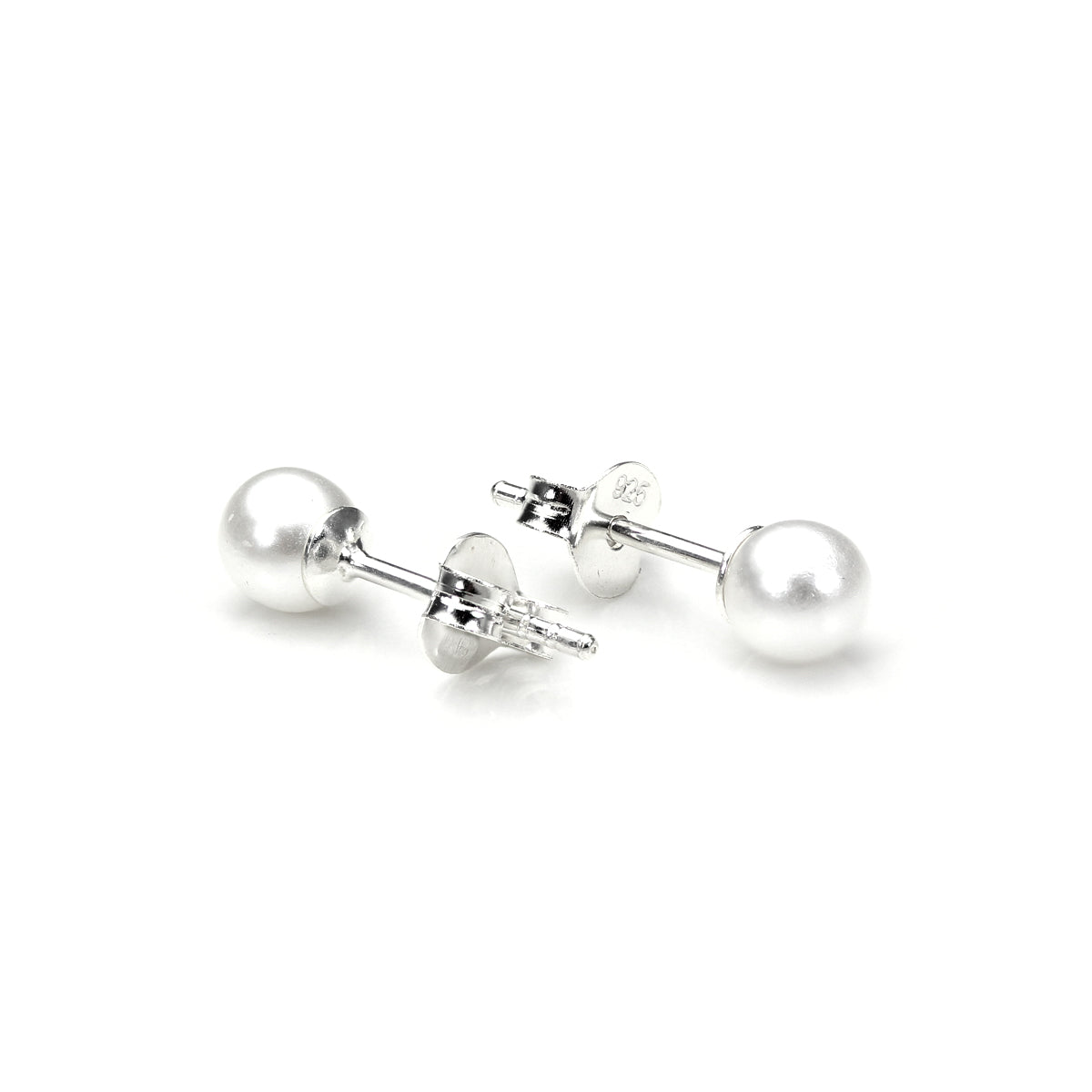 Boucles d'oreilles à tige rondes en argent sterling et perles