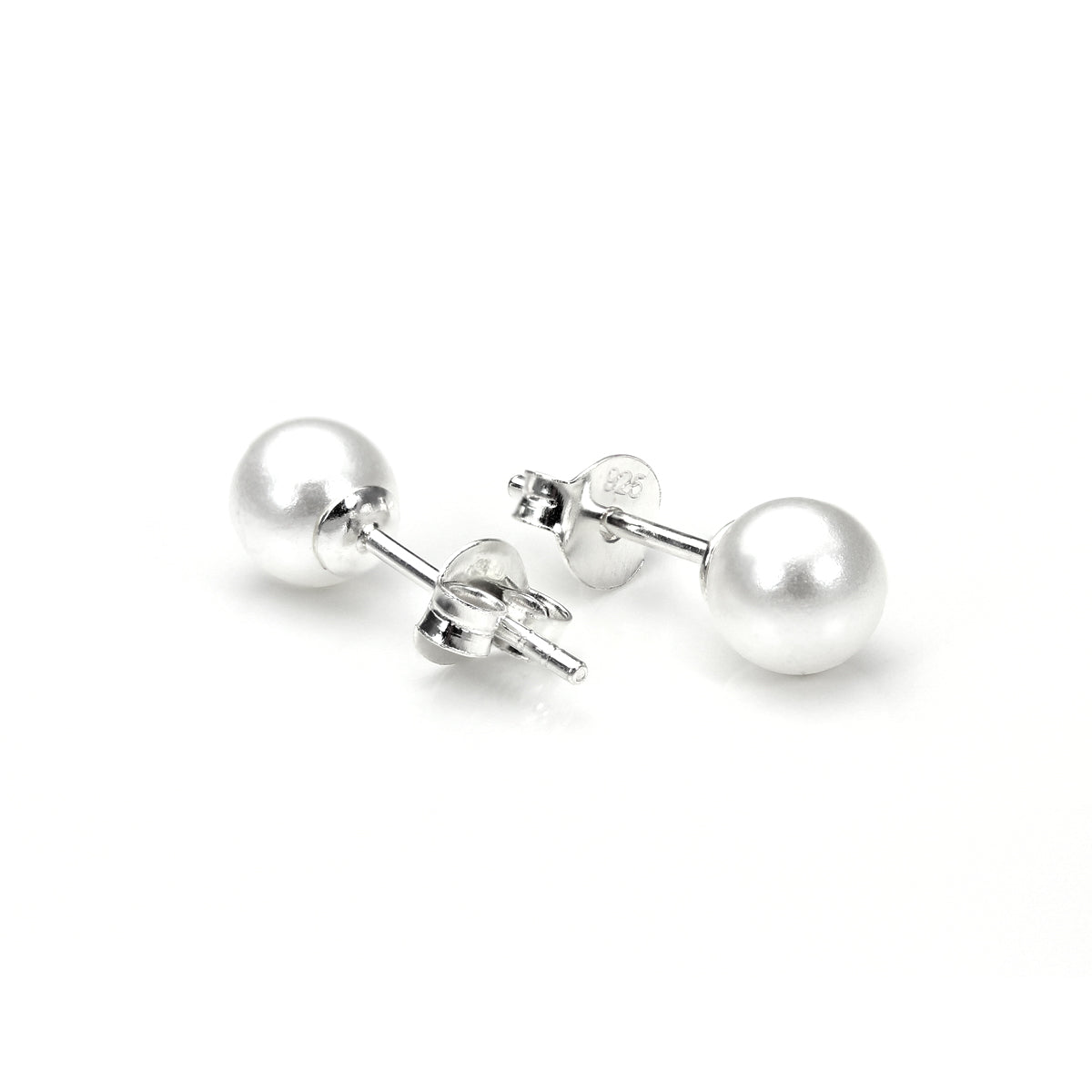 Boucles d'oreilles à tige rondes en argent sterling et perles