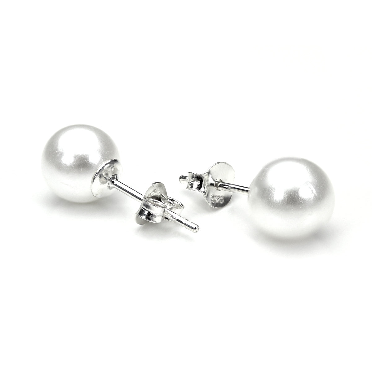 Boucles d'oreilles à tige rondes en argent sterling et perles