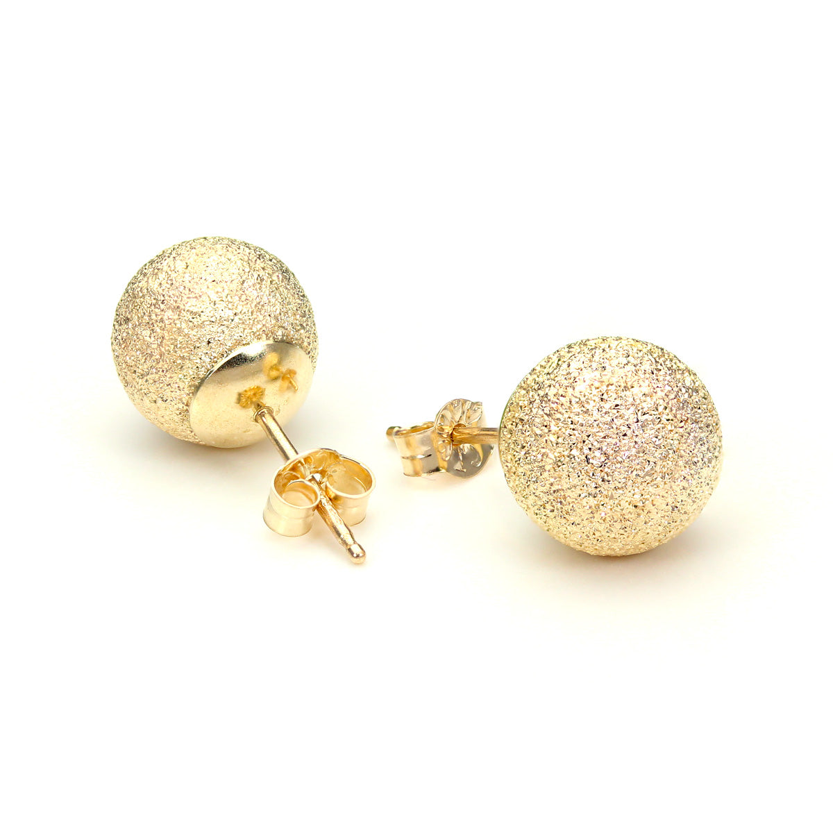 Boucles d'oreilles à tige en or jaune 9 carats avec boule givrée