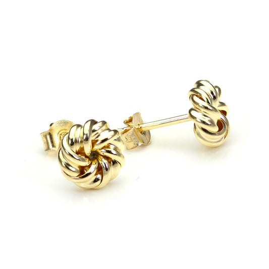 Boucles d'oreilles à tige en or jaune 9 carats, nœud serré de 6 mm