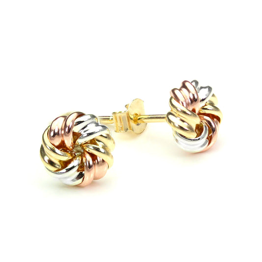 Boucles d'oreilles à tige en or mélangé 9 carats, nœud serré de 6 mm