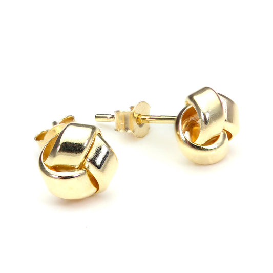 Boucles d'oreilles à tige en or jaune 9 carats avec nœud de 6 mm