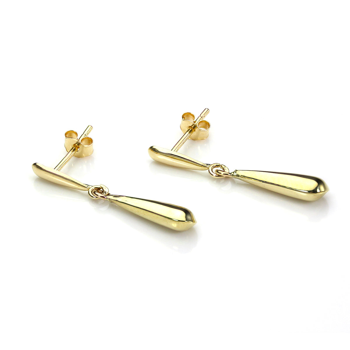 Boucles d'oreilles à tige en or jaune 9 carats en forme de larme creuse
