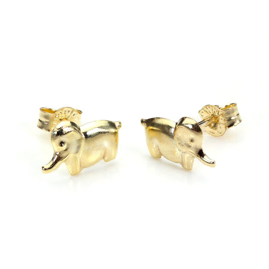 Boucles d'oreilles à tige en or jaune 9 carats en forme d'éléphant