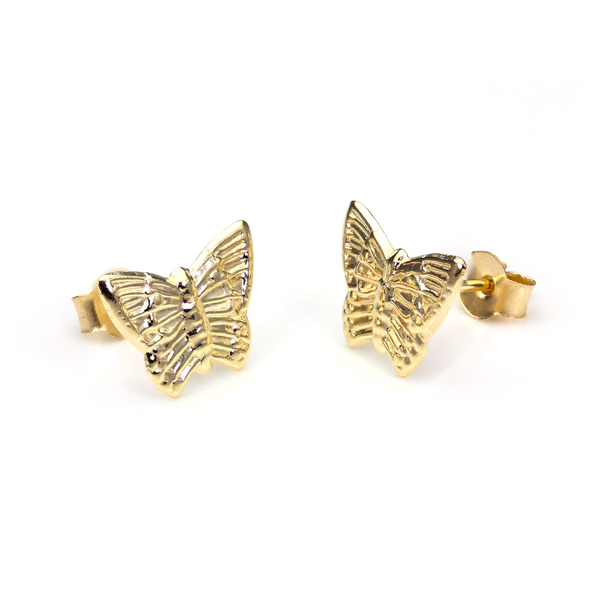 Boucles d'oreilles papillon plates en or jaune 9 carats