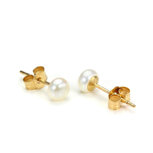 Boucles d'oreilles à tige en or 9 carats et perles d'eau douce de 4 mm