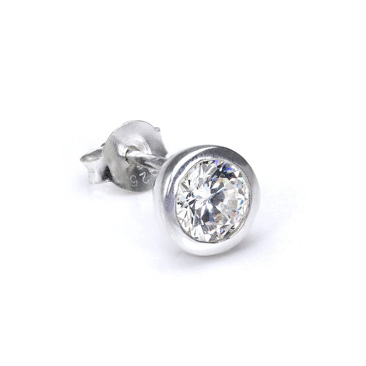 Clous d'oreilles pour homme en argent sterling avec zircone cubique transparent rond de 7 mm