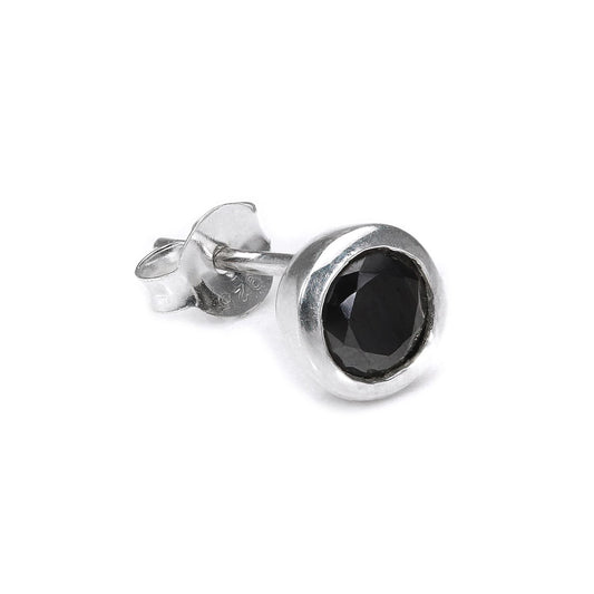 Clous d'oreilles pour homme en argent sterling avec zircone cubique noire ronde de 7 mm
