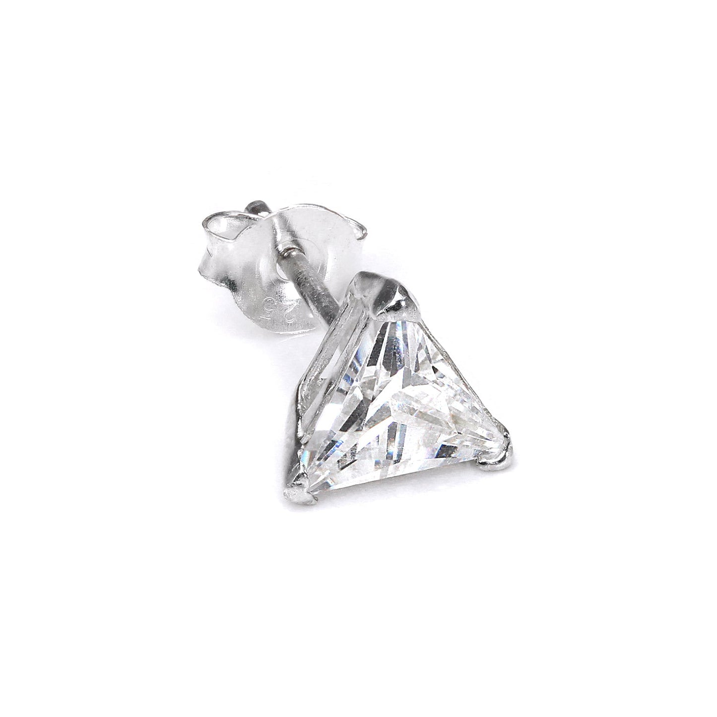 Boucles d'oreilles pour homme en argent sterling, triangulaires et transparentes, avec cristaux CZ de 8 mm