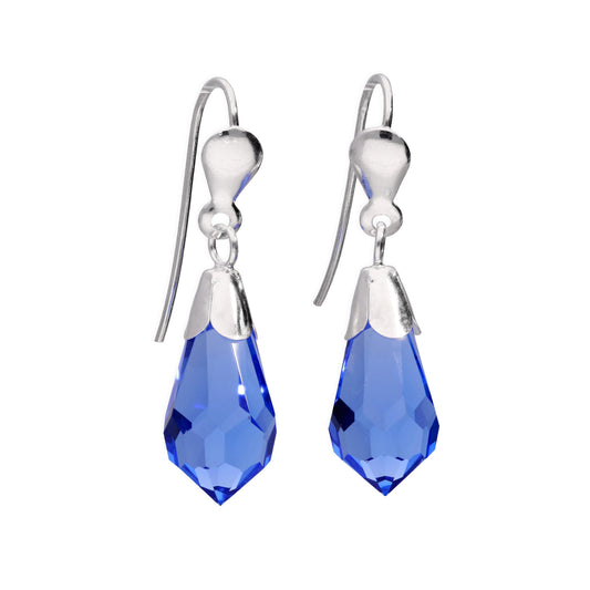 Boucles d'oreilles pendantes en argent sterling et cristal CZ bleu foncé