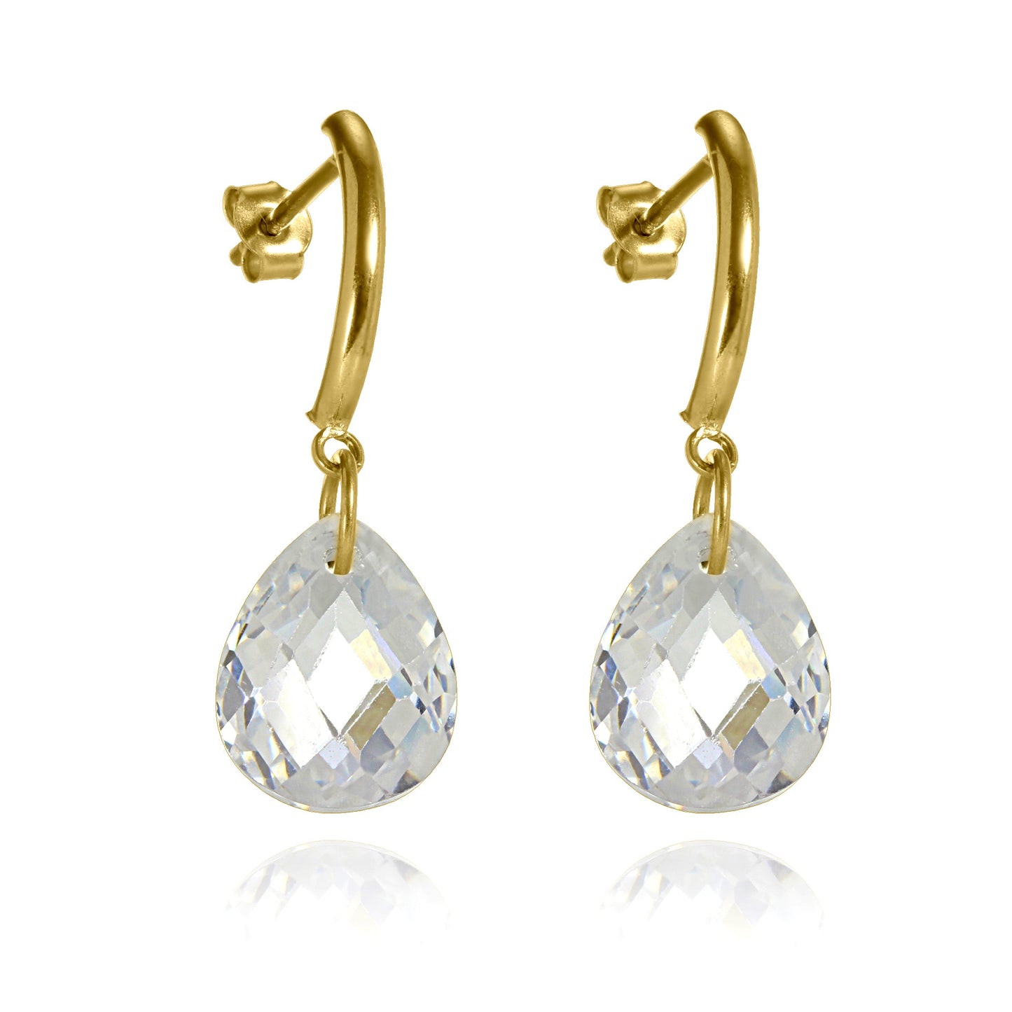 Boucles d'oreilles pendantes en or 9 carats et cristaux CZ à facettes
