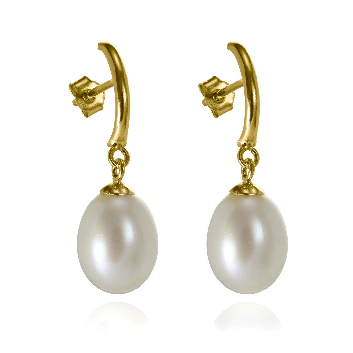 Boucles d'oreilles pendantes en or 9 carats et perles d'eau douce