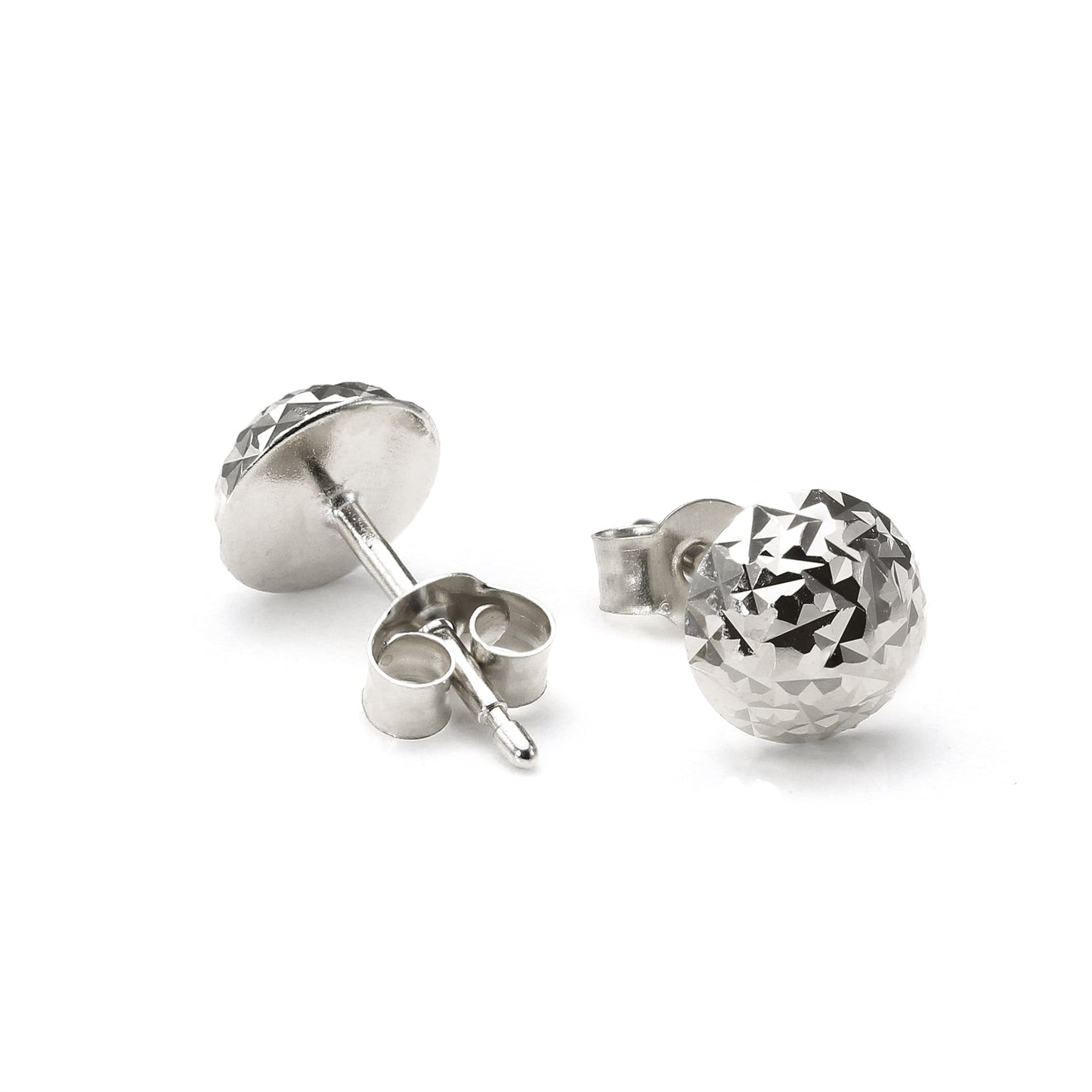 Boucles d'oreilles à tige rondes à facettes en or 9 carats de 6 mm - Rose jaune et blanche