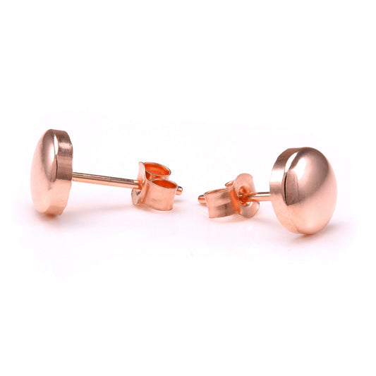 Boucles d'oreilles à tige creuses en or rose 9 carats avec tablette ronde de 6 mm