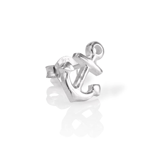 Boucle d'oreille à tige en argent sterling pour homme, motif ancre simple