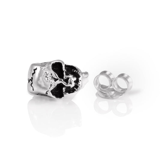 Boucle d'oreille à tige en argent sterling pour homme avec tête de mort