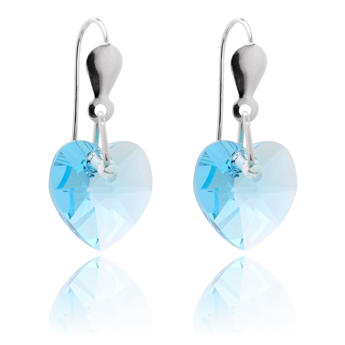 Boucles d'oreilles cœur en argent sterling et cristal CZ 10 mm - 5 couleurs