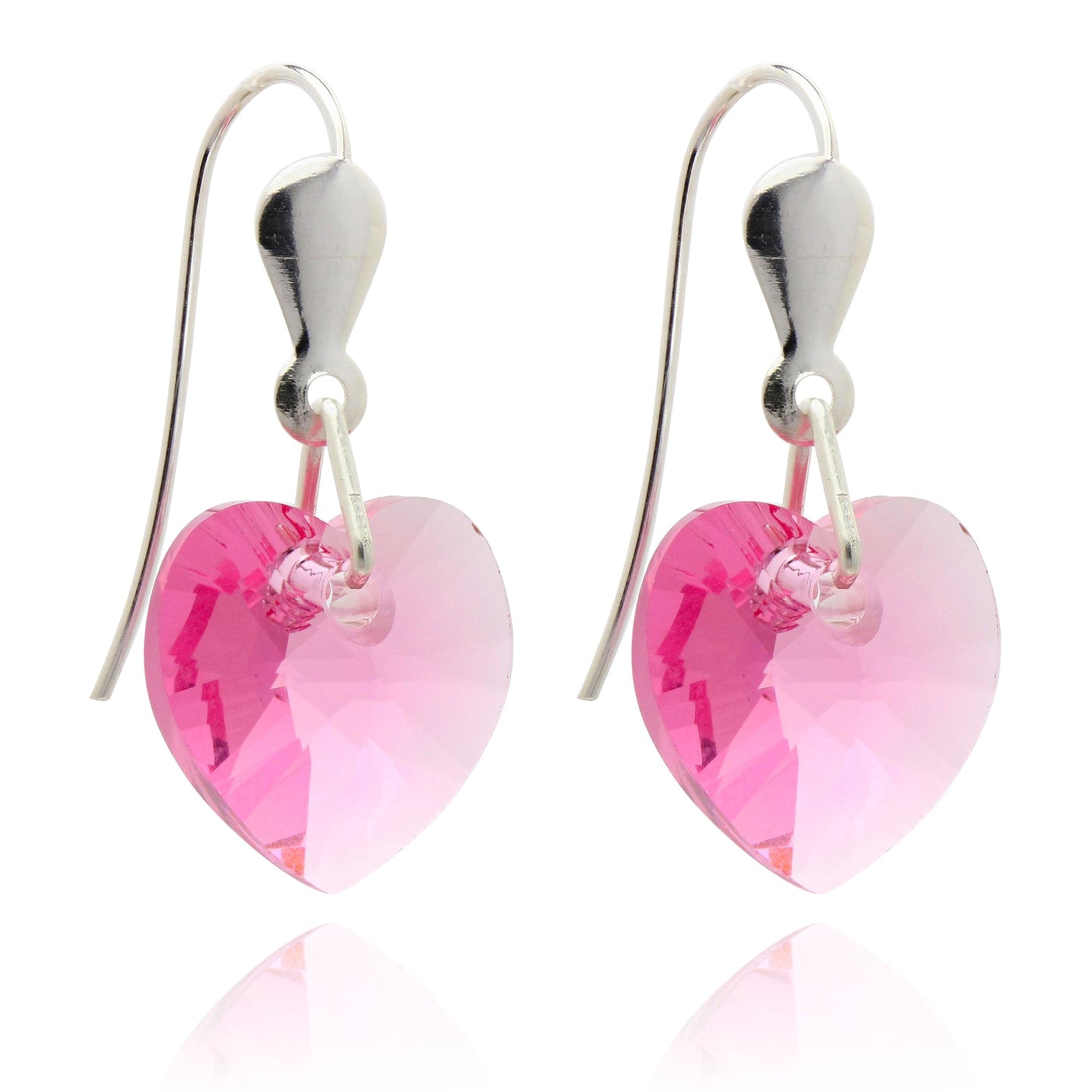 Boucles d'oreilles cœur en argent sterling et cristal CZ 10 mm - 5 couleurs