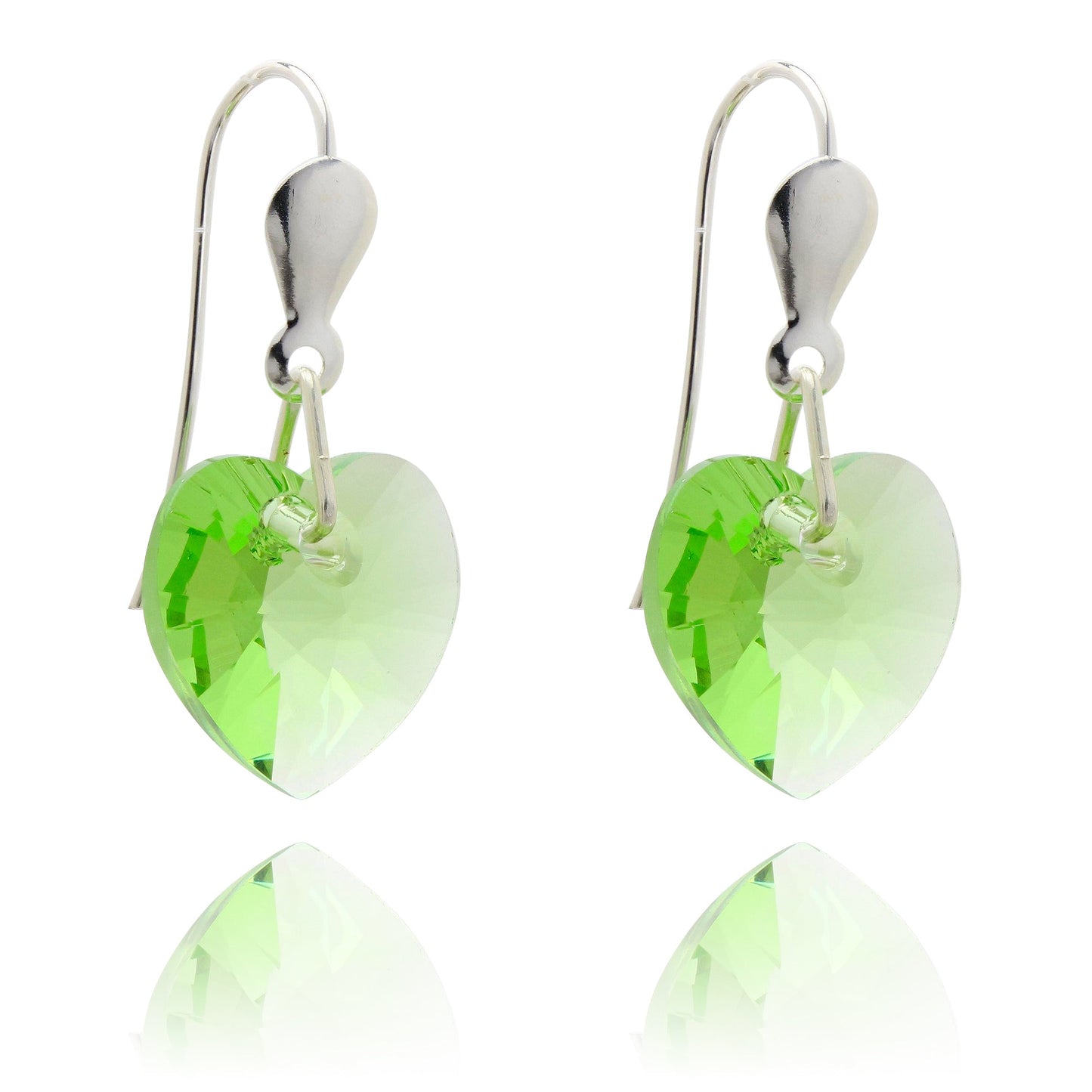 Boucles d'oreilles cœur en argent sterling et cristal CZ 10 mm - 5 couleurs