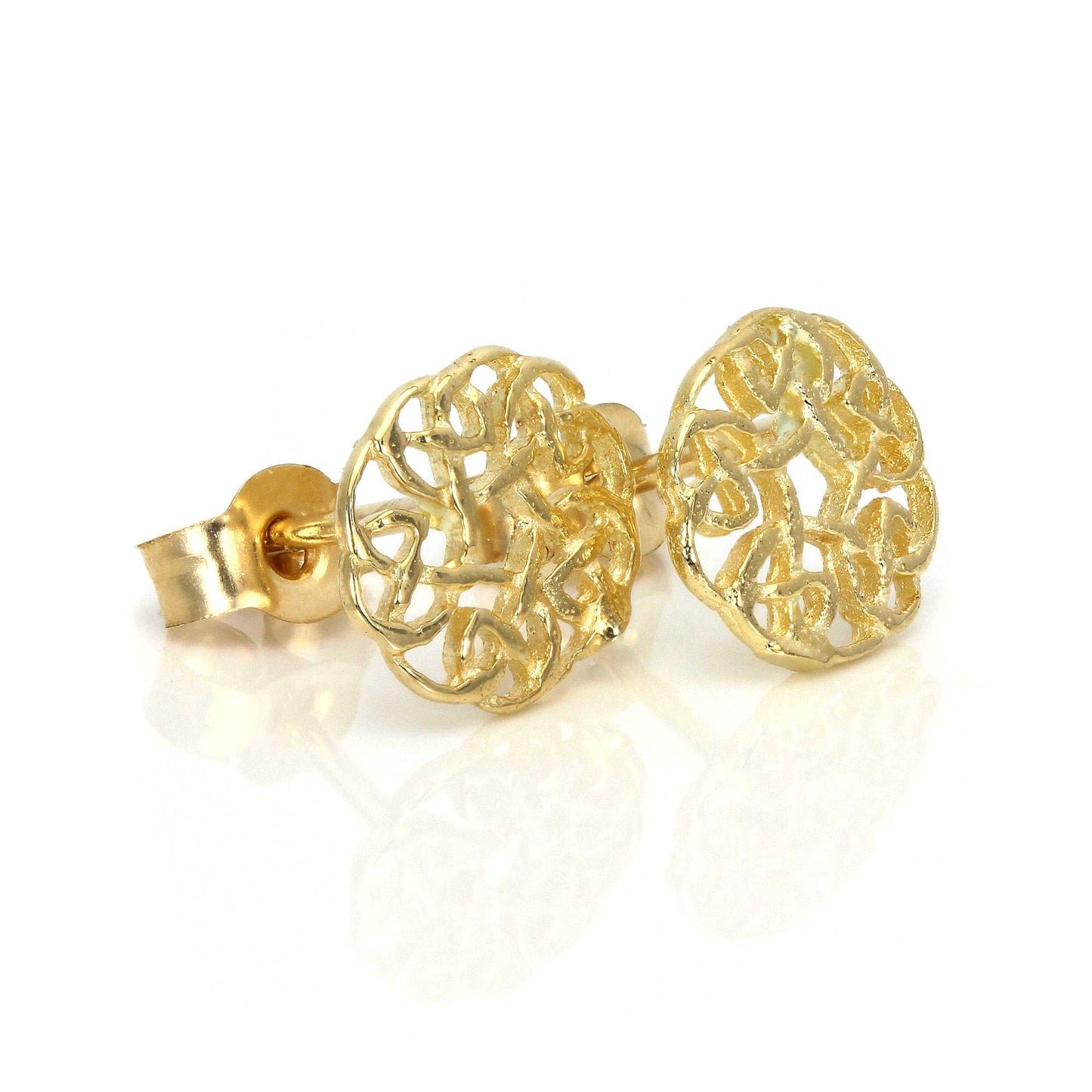 Boucles d'oreilles à tige rondes en or 9 carats avec nœud celtique de 7 mm