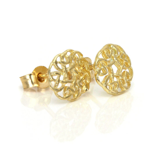Boucles d'oreilles à tige rondes en or 9 carats avec nœud celtique de 7 mm