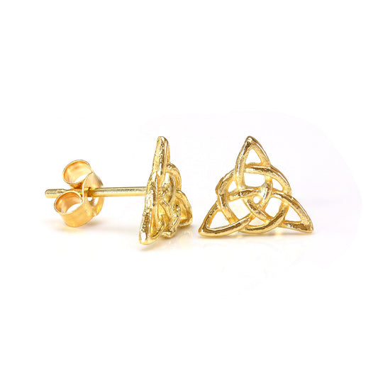 Boucles d'oreilles à tige en or 9 carats avec nœud celtique triangulaire irlandais