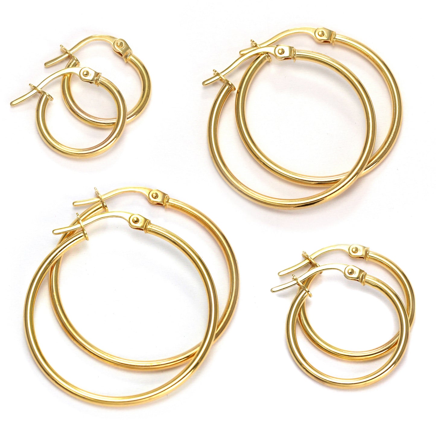 Boucles d'oreilles créoles à clipser en or 9 carats - 10 mm - 24 mm