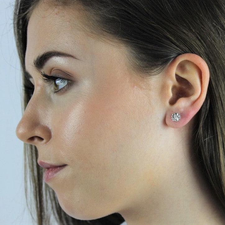 Boucles d'oreilles à tige en argent sterling avec fleurs