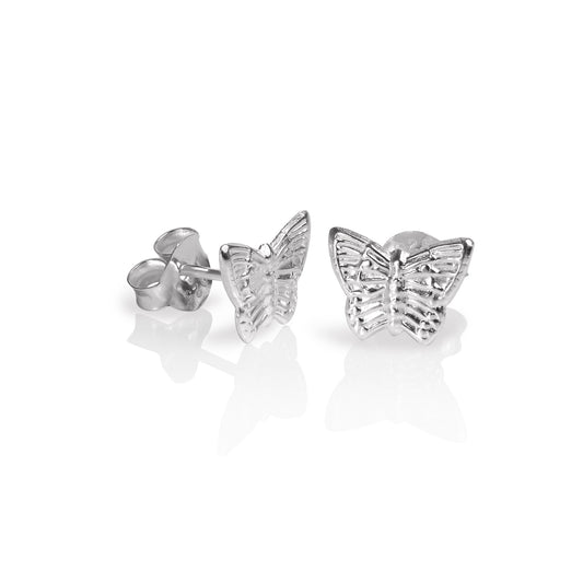 Boucles d'oreilles à tige papillon plates en argent sterling