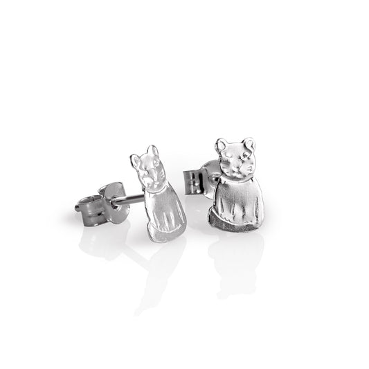 Boucles d'oreilles à tige en argent sterling en forme de chat assis
