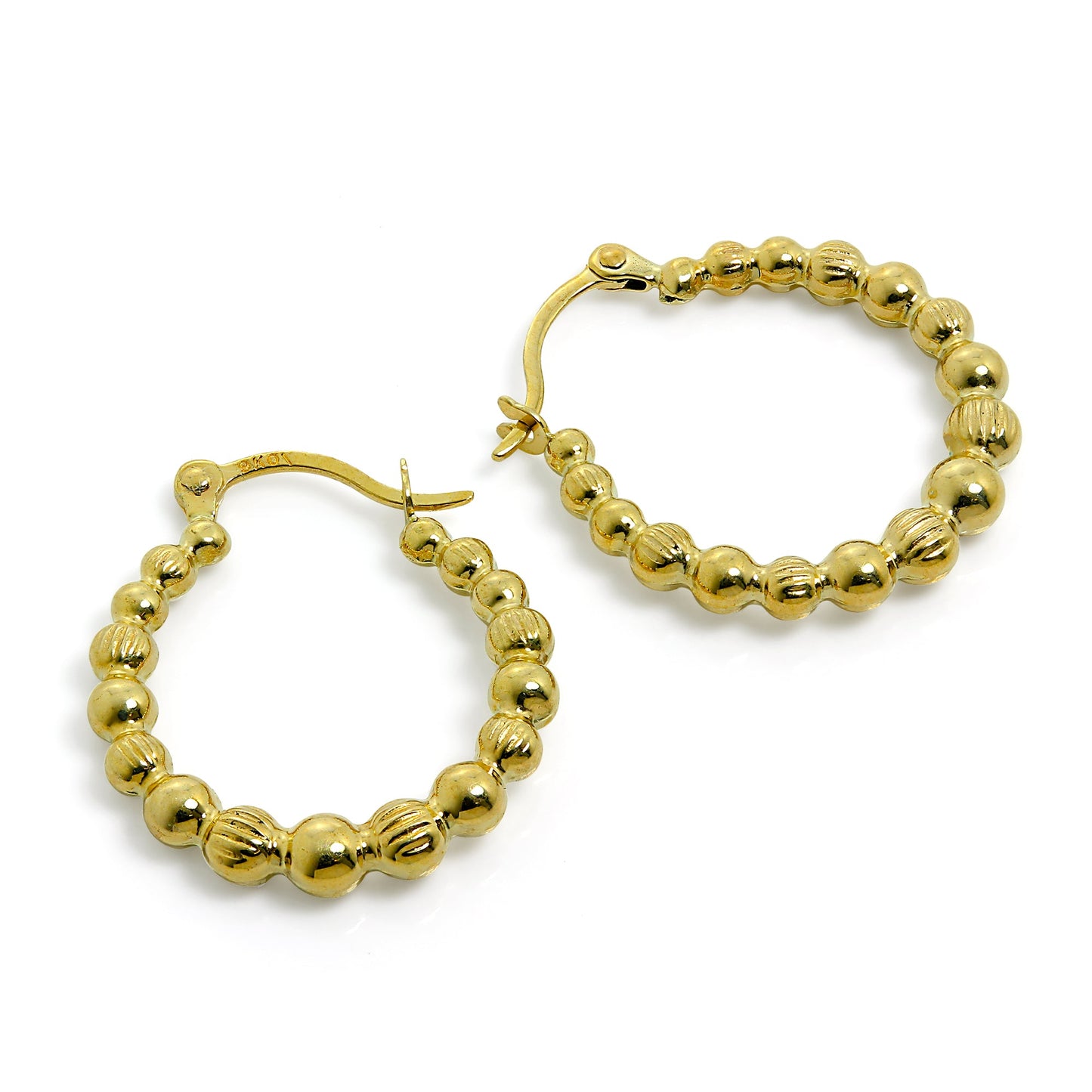 Boucles d'oreilles créoles en or 9 carats avec perles de 12 mm