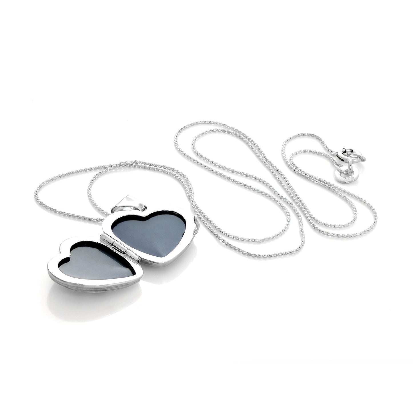 Médaillon en argent sterling avec cœurs mats sur chaîne