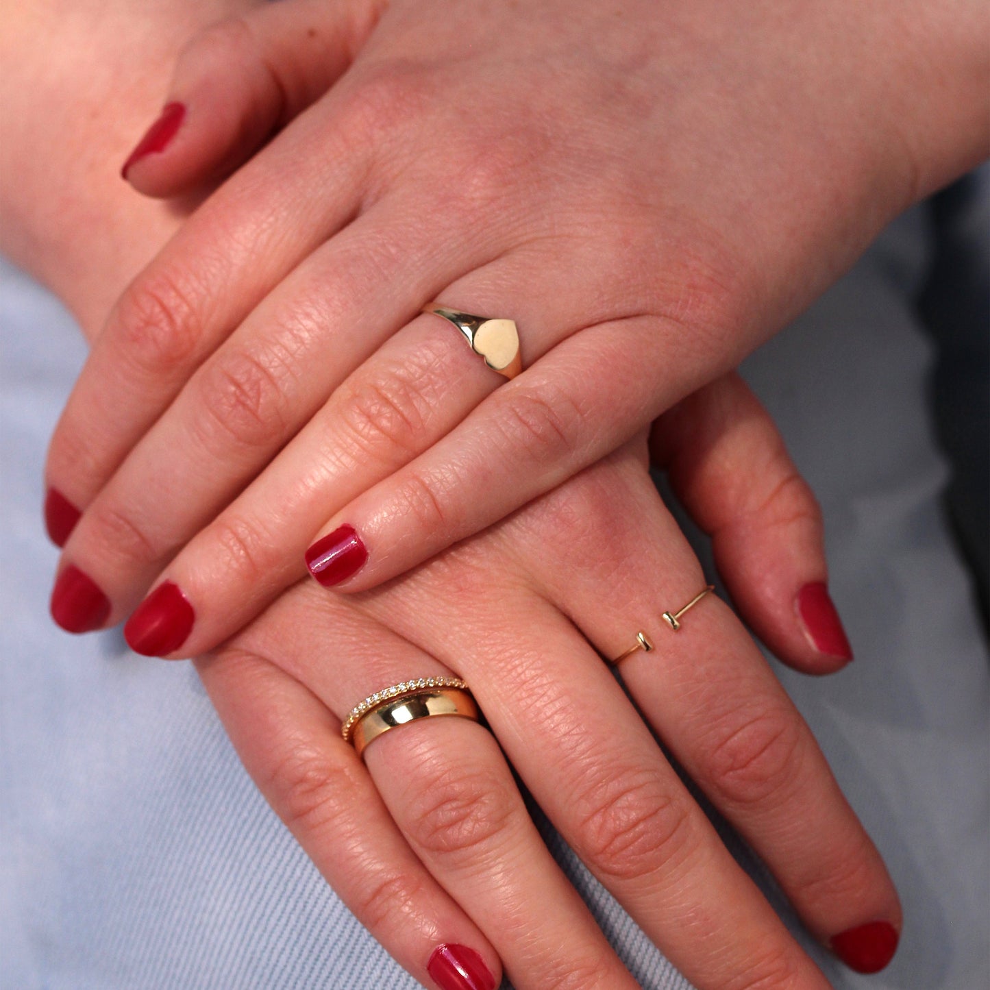 Bague ouverte réglable en or jaune 9 carats avec double barre