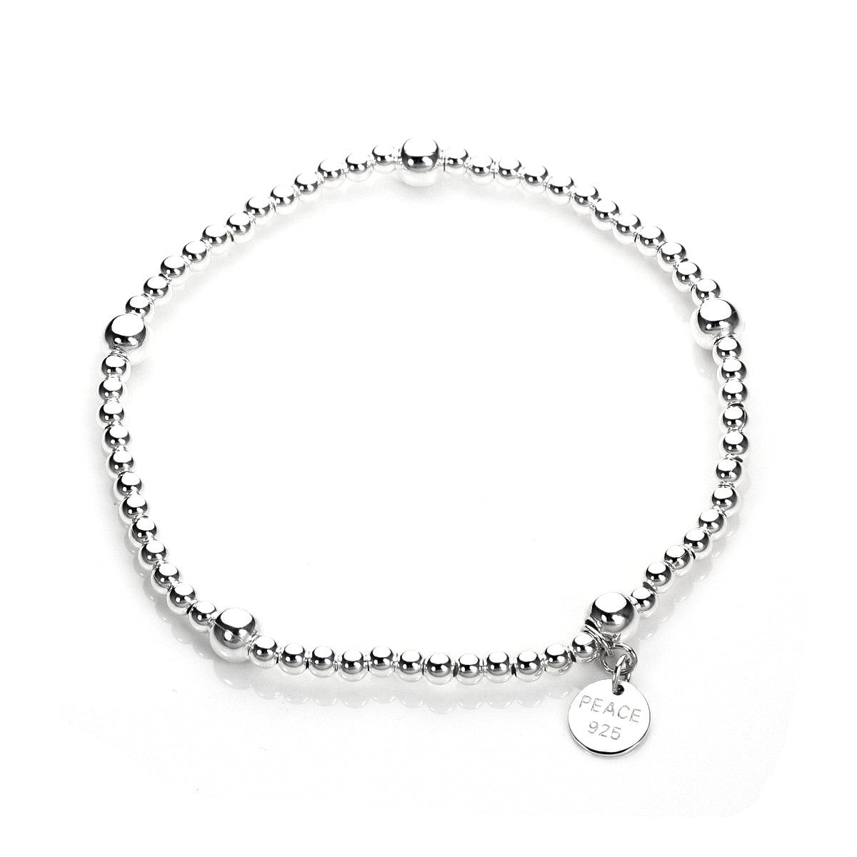 Bracelet à breloques extensible en argent sterling avec perles