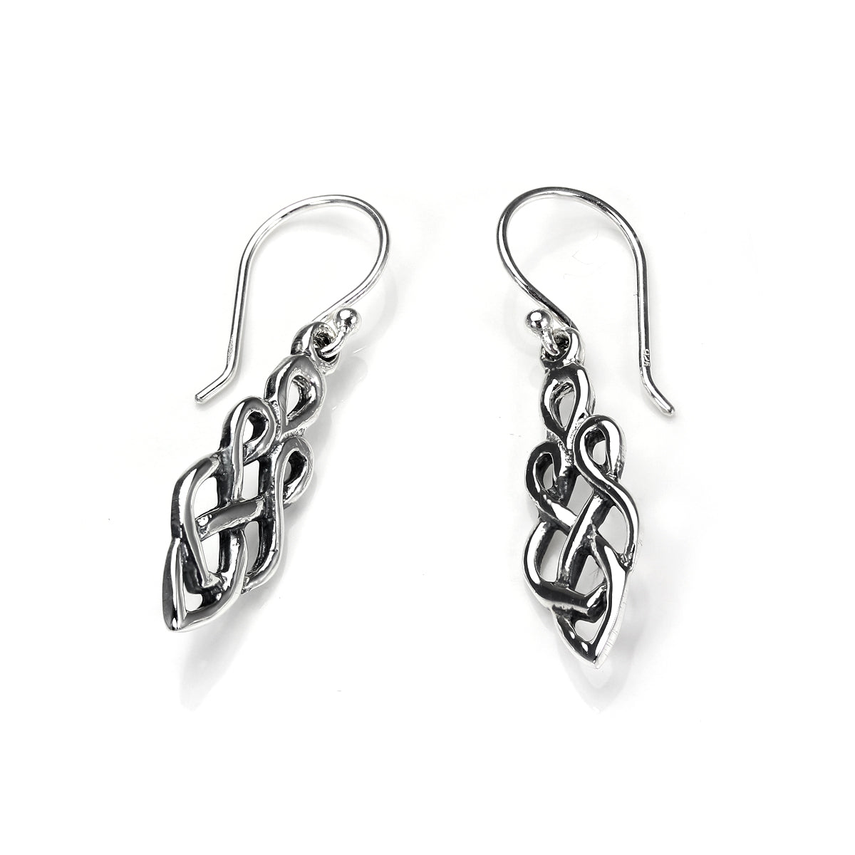 Boucles d'oreilles pendantes en argent sterling avec nœud celtique