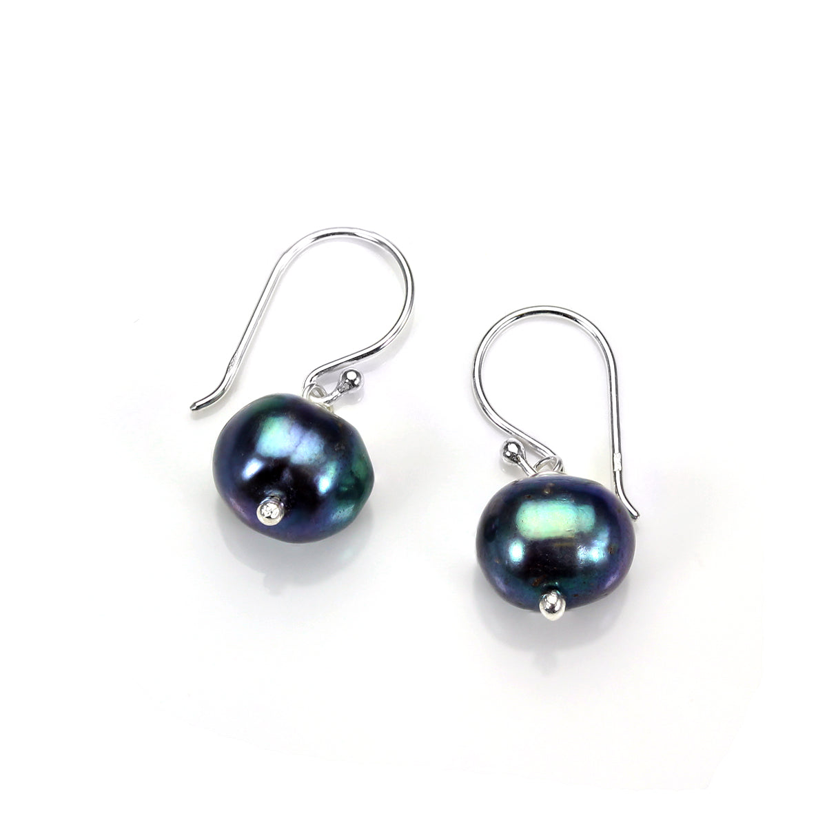 Boucles d'oreilles pendantes en argent sterling avec perles d'eau douce de 9 mm